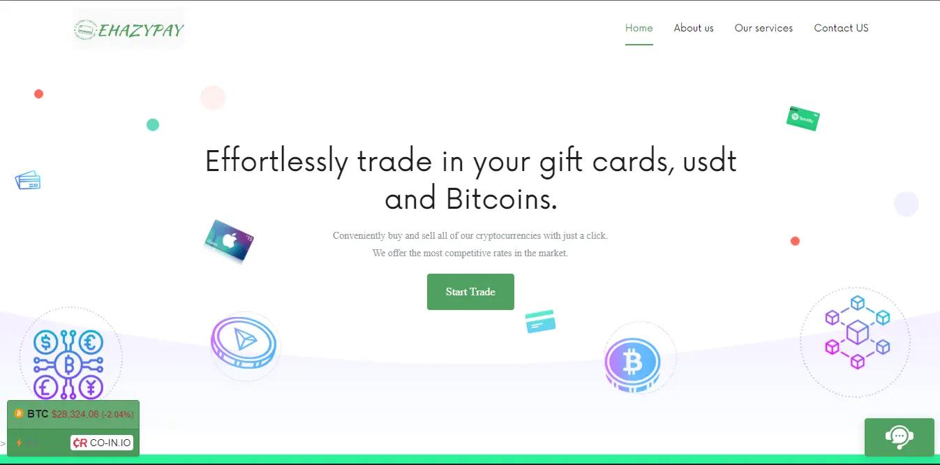 Ehazypay - A Cryptocurrency Vendor Landing Page