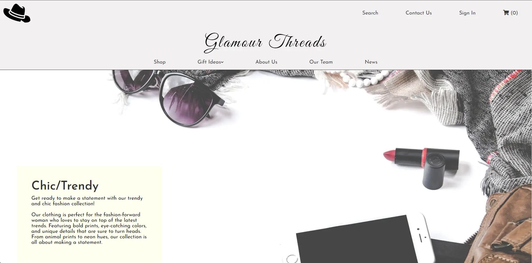 Glamour Threads - A Clothe Store Landing Page