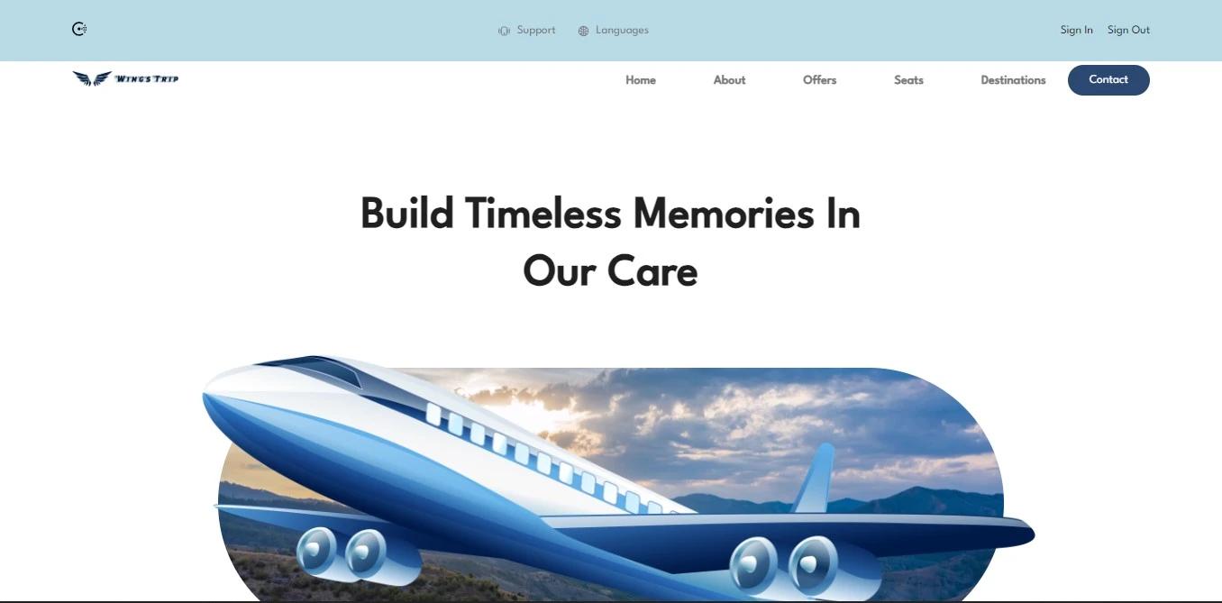 Wings Trip - A Flight Booking Agency Landing Page